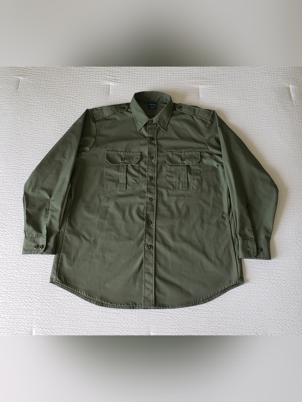 NWOT! PROPPER Men's Military Style Canvas Work Shirt w/ Epaulettes (L) Green